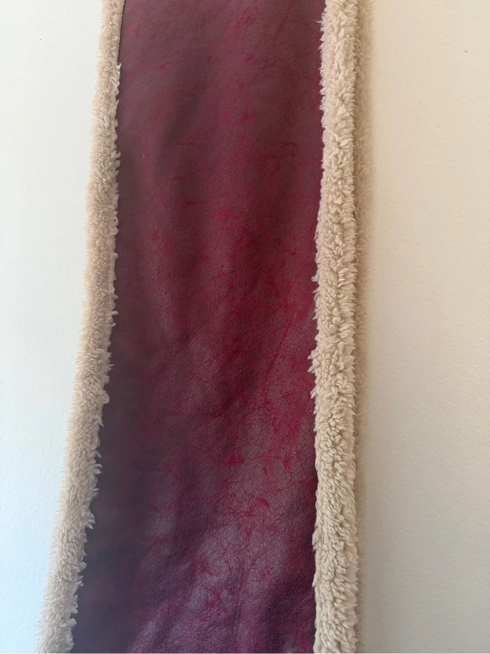 Cozy Faux Shearling Trim Burgundy cowl Scarf